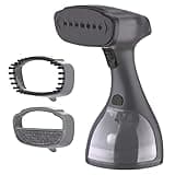 LEBENLANG – Clothes Steamer handheld grey | 1500W quick hand steamer for clothes | plancha a vapor para ropa | fabric hand held steamer with 2 steam modes | steam iron for clothes + 2 clip-on brushes