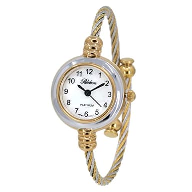 Blekon Original Elegant 23mm Round Analog Display Watch for Women with Arabic Numerals and Cable Cuff Bangle