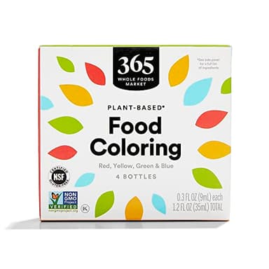 365 by Whole Foods Market, Plant-Based Food Coloring (Red, Yellow, Green & Blue Bottles), GLuten-Free, 0.3 Fl Oz Each, 1.2 Fl Oz Total