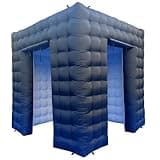 SAYOK Portable Inflatable Photo Booth Enclosure Photobooth Tent Photo Booth Backdrop Inflatable Black Cube Tent with Led Light for Advertising, Bars, Party Wedding (Two Doors, Black&White, 8.2ft)