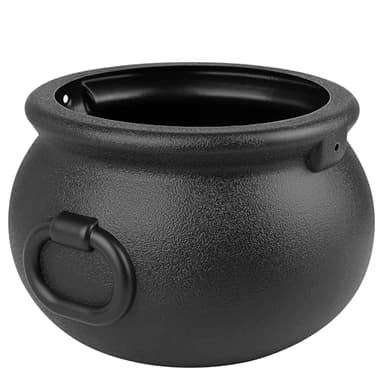 Glocamping 11" and 7.4” Package Large Easter Day, St. Patrick's Day, Halloween Black Plastic Witch Cauldron Kettle, Candy Holder, Party Favor Decoration