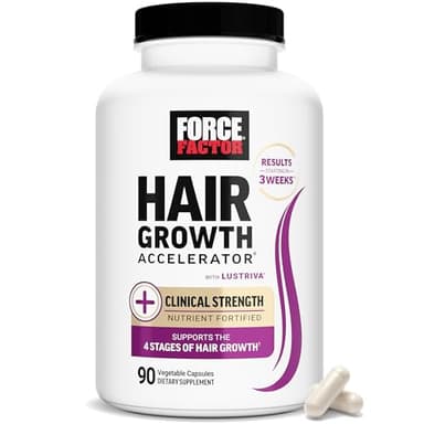Force Factor Hair Growth Accelerator Multivitamin for Women & Men, with Lustriva, Biotin, Horsetail & Vitamins A, B12, C, D & E for Thicker Hair, Healthier Skin & Nails, 90 Capsules