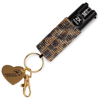 UDAP Cheetah Keychain Pepper Spray - Maximum Strength Self Defense Spray, World’s Hottest Red Pepper Formula, Police & Military OC Spray, Compact, Fast Access, Stream, 0.4 oz