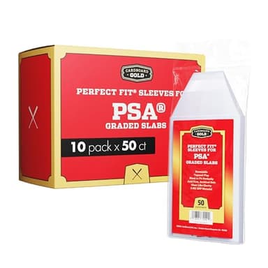Cardboard Gold PSA Graded Card Sleeves – 500 Count with PSA Logo, Resealable Slabs Sleeve - Precise Fit Slab Protector for Grading Baseball Football Gaming Trading Sports Cards