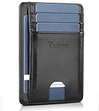 Teskyer Slim Wallet for Men, Minimalist Front Pocket RFID Blocking Leather Wallet Credit Card Holder for Men & Women
