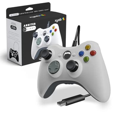 XYAB Wired Controller for X - Box 360 – USB Gamepad Joystick Pad with Dual Vibration – Compatible with X-Box 360 Console & PC Windows – Ergonomic White Gaming Controller