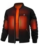 KTSSL Men’s Heated Jacket with 12V Battery, Windproof Bomber Jackets Winter Warm Casual Heating Coat with 5 Heating Areas(Black,L)