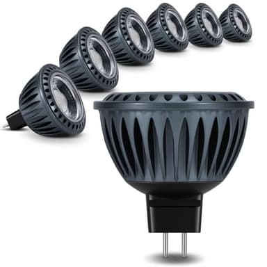 Gardencoin MR16 LED Light Blub, 5W 2700K Warm White 450 Lumens Dimmable, Aluminum Housing, Low Voltage 12V Input,GU5.3 bi-pin Light Bulbs for Landscape &Accent Lighting, Indoor/Outdoor Use,6-Pack