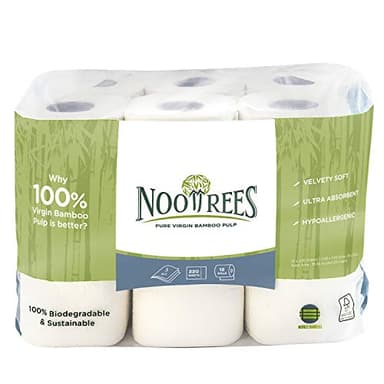 NooTrees Bamboo Toilet Tissue, Tree Free, 100% Biodegradable, Sustainable, Renewable and FSC Certified 3-ply Toilet Paper, 220 Sheets, 12 Rolls, Pack of 1