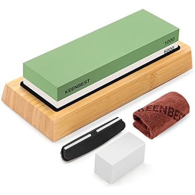 Whetstone 1000 6000 Grit Kitchen Knife Sharpening Stones 2 Side Water Wet Stone Sharpener Kit Japanese Wetstone Knives Sharpeners Waterstone Whet Stone Anti-slip Base Angle Guide User Guidebook