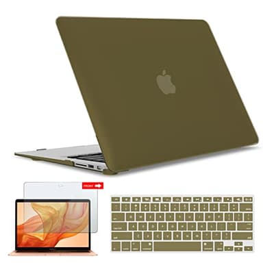 IBENZER Compatible with Old Version MacBook Air 13 Inch Case (2017-2010 Release), Models: A1466/A1369, Plastic Hard Shell Case with Keyboard & Screen Cover for Mac Air 13, Olive Green, A13OLGN+2