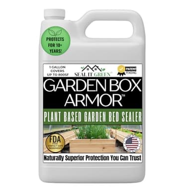 Garden Box Sealer | FDA Food Contact Safe Plant-Based Wood Sealant for Raised Bed, Planter & Pet House. Protects All Wood Types from Water & Weather Damage |