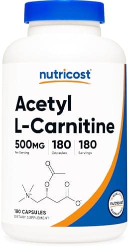 Nutricost Acetyl L-Carnitine (ALCAR) 500mg, 180 Capsules, 180 Servings - Non-GMO and Gluten Free, 1 Capsule per Serving