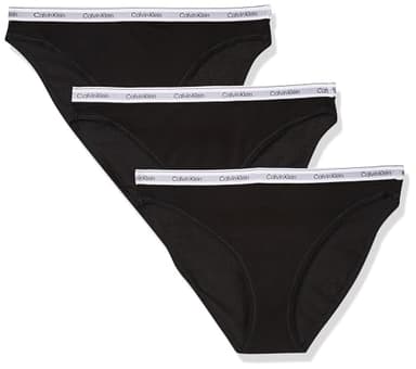 Calvin Klein Women's Modern Logo Bikini 3-Pack, Black/Black/Black, Large