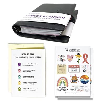 CanPlan Cancer Planner with Positivity Cancer Card and Cancer Sticker Sheet Gift Bundle