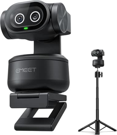 EMEET PIXY Dual-Camera AI-Powered PTZ Camera 4K with Tripod, AI Tracking, PDAF&AI Autofocus 0.2s, 1/2.55'' Sony Sensor, 3 Mics, Presets, 4K Webcam for Streaming, OBS/Twitch/Switch 2 Compatible