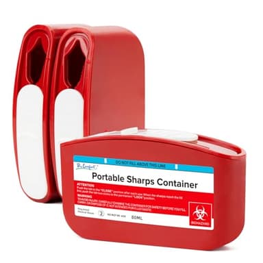 Pro Comfort 3 Pack Portable Sharps Containers for Travel and Home Use, Mini Container for Diabetes Pen Needles Disposal 3 Count