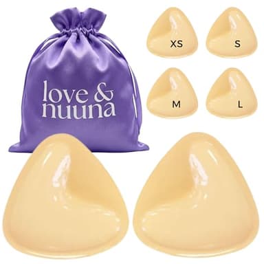 love & nuuna Double Sided Sticky Push Up Bra Inserts - Reusable Adhesive Bra with Padding - Sticky Bra for Dresses Bikinis and Bathing Suit Inserts Size Small Nude