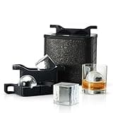 Berlinzo Clear Ice Cube Maker Mold - Combo 2+2 Crystal Clear Ice Cubes & Balls - Ice Square Maker Mold, Pure Round Ice Spheres for Whiskey, Cocktails & Bourbon