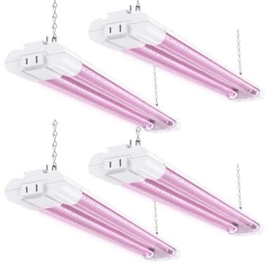 Sunco 2ft Grow Light LED, 20W, Full Spectrum, for Seed Starting, Seedling, Indoor Plants, Plug in Suspended Fixture, Link Up to 8, Inline Switch, ETL 4 Pack.