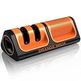 Orange Ninja Mini Knife Sharpener - Coarse & Fine Blade Sharpener, Sharpening System- Knife Sharpeners for Kitchen Knives, Pocket Kitchen Knives Sharpeners with Bottle Opener & Fridge Attachment