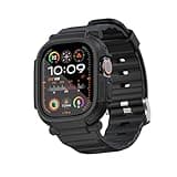 elkson Made for Apple Watch Ultra 2 1 Bumper Case Band 49mm Screen Protector Tempered Glass, Quattro Pro 2.0 Series Rugged for iWatch, Military Grade Durable Protective Cover, Shock Proof, Black