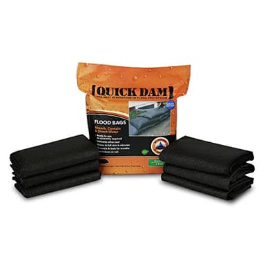 Quick Dam WUM-10 Absorbent Mats, White & QD610-1 Water-Activated Flood Barrier-1 Pack, Black & - QD1224-6 Water Activated Flood Bags 1ft x 2ft, 6-Pack