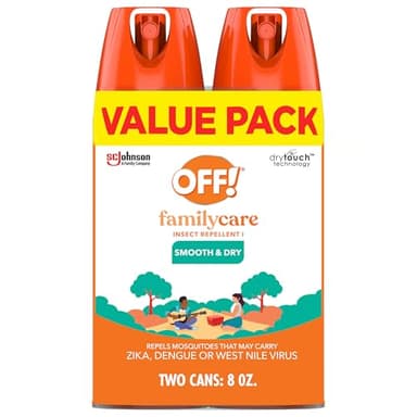 OFF! Family Care Mosquito & Tick Repellent Aerosol, Bug Spray Containing 15% DEET, Smooth & Dry Bug Spray, 4 Oz (Pack of 2)