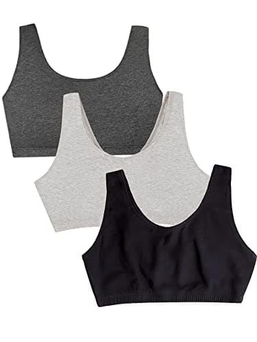 Fruit of The Loom Womens Built Up Tank Style Sports Bra, Black/Heather Grey/Charcoal, 36 US