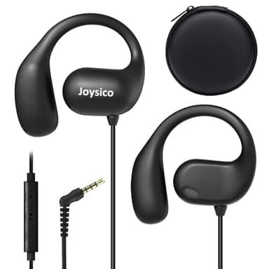 Joyico Wired Open Ear Headphones with Microphone, Volume Control, Wrap Around Ear Hook & Case, Over Ear Earbuds for Sport Running, On Ear Out of Ear Earphones Comfortable for Sensitive & Small Ears