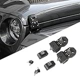 PDKLIN for Jeep JL Hood Latch Hood Catch with Lock for Jeep Wrangler JL JLU Gladiator JT 2018-2024 Black Hood Catch Locking Accessories with USA Flag