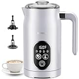 KIDISLE Electric Milk Frother, 4 In 1 Milk Frother and Steamer With Temperature Control, Automatic Warm and Cold Foam Maker for Coffee, Latte, Hot Chocolate, Cappuccinos, Macchiato, White