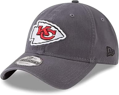 New Era NFL Core Classic 9TWENTY Graphite Adjustable Hat Cap - One Size (US, Alpha, One Size, Kansas City Chiefs)