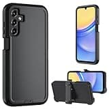 Nofnus for Samsung Galaxy A15 5G case,A15 5G Heavy Duty case,with Belt-Clip and Tempered Glass Screen Protector, [Military Grade Protective ] [Shockproof] [Dropproof] [Dust-Proof] (Black)
