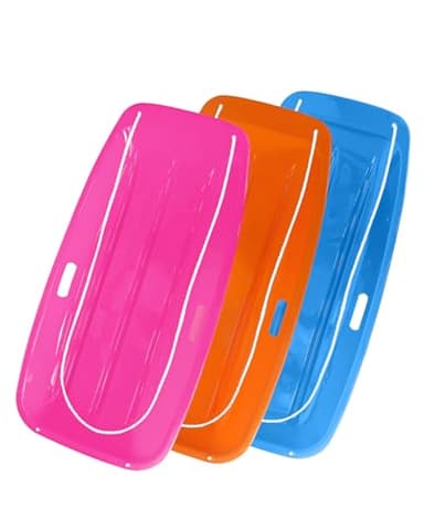3 Pack Snow Sled for Adults, with Pull Rope and Handles Plastic Sled, Toboggan Snow Sledding, Three Color Combinations