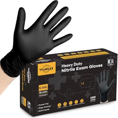 TitanFlex Disposable Nitrile Exam Gloves, 6-mil, Black, XL 100-ct Box, Heavy Duty, for Cooking, Mechanics, Latex Free, Food Safe Rubber for Food Prep