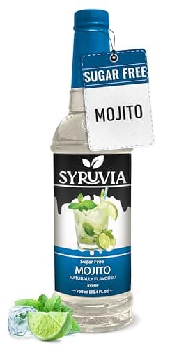 Syruvia Sugar Free Mojito Syrup, Flavored Syrup for Cocktails, Drinks, Lemonades, Iced Teas, and Desserts – 25.4 fl oz