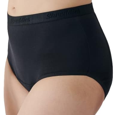 Shreddies Flatulence Filtering Hi Cut Underwear for Women - Women's High Waist Panties with Built-In Charcoal Fart Filter - Comfortable Odor Neutralizing Cotton Ladies Briefs - Black, Large