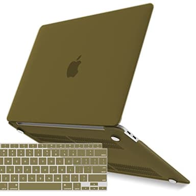 IBENZER Compatible with New MacBook Air 13 inch Case 2022 2021 2020 M1 A2337 A2179 A1932, Plastic Hard Shell Case with Keyboard Cover for Mac Retina Display with Touch ID, Olive Green, MAT13-OLGN+1