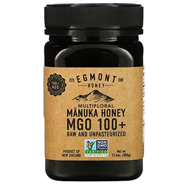 Egmont Honey Multifloral Manuka Honey, Raw And Unpasteurized, MGO 100+, 17.6 oz (500 g)