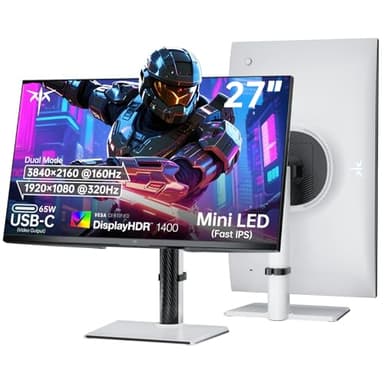 KTC 27 Inch Dual Mode Mini LED Monitor - 4K UHD at 160Hz & 1080P FHD 320Hz Gaming Monitor, 65W Type-C Port, HDR1400 Fast IPS Panel, Adaptive-Sync, HDMI 2.1 & DP 1.4, Height Adjustment, VESA Wall Mount