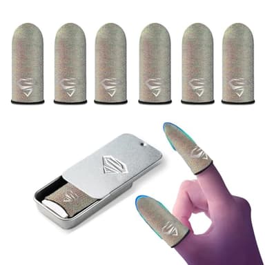 Ultra-Thin Silver Fiber Gaming Finger Sleeves - Breathable, Sweatproof, Seamless Fit with 0.15mm Precision for Enhanced Touchscreen Sensitivity, Anti-Slip Design, and All-Season Comfort