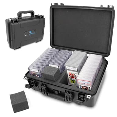 CASEMATIX Graded Card Case Pro Edition Compatible with 120+ BGS PSA Graded Sports Trading Cards, Waterproof Graded Slab Trading Card Box with Precision Cut Graded Card Storage Box Foam Dividers
