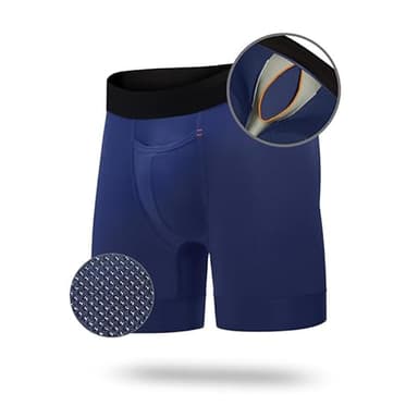 All Citizens Apex E M F Blocking Boxer Briefs for Men, Patented Ball Pouch Design, Anti Odor Silver Fabric, Small, Blue