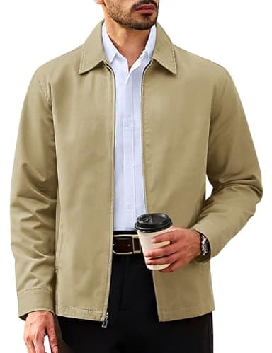 TACVASEN Mens Jackets Casual Stylish Cotton Lightweight Spring Jacket Full Zip Windbreaker Business Work Dress for Fall