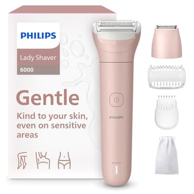 Philips Lady Shaver Series 6000 - Cordless, Wet & Dry Electric Shaver, 3-Blade Shaving System, for Legs, Body & Bikini, 80 Mins. Runtime, Model BRL137/00