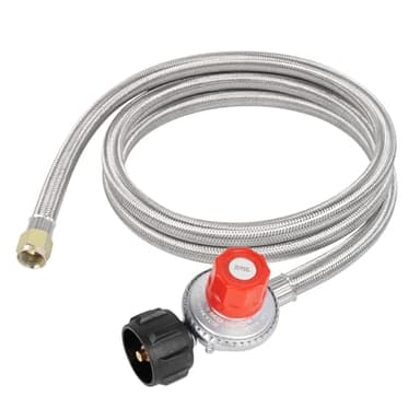 GASPRO 0-20 PSI Adjustable Propane Regulator with Braided Hose, High Pressure LP Gas Regulator for Gas Grill, Turkey Fryer, Burner, Forge, Smoker, 8-Foot