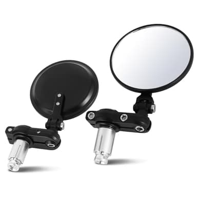 DNA MOTORING Pair of Motorcycle Side View Mirror Universal 7/8" Handlebars Compatible with BMW Honda Suzuki Yamaha Kawasaki AVTs Scooters Dirt Bikes, Round Style, MP-MR-M001