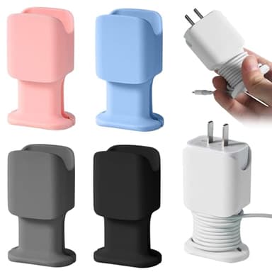 Generic 2-in-1 Silicone Charger Protector & Cord Wrap, 4-Pack, Black