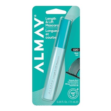 Almay Lengthening Mascara, Volume & Lift, Eye Makeup, Hypoallergenic and Fragrance Free (Packaging May Vary), 030 Black, 0.24 fl oz